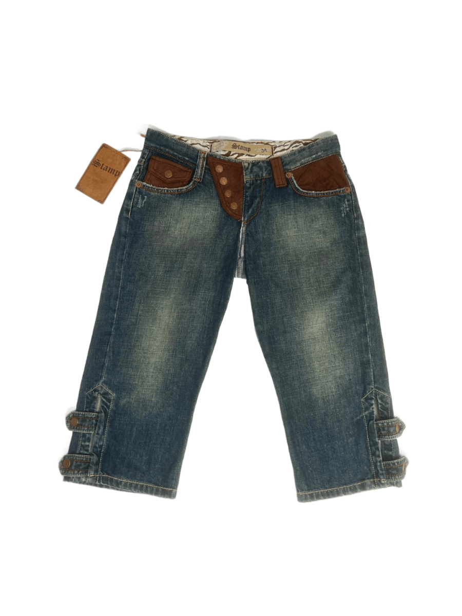 Denim Capris with Contrast Details