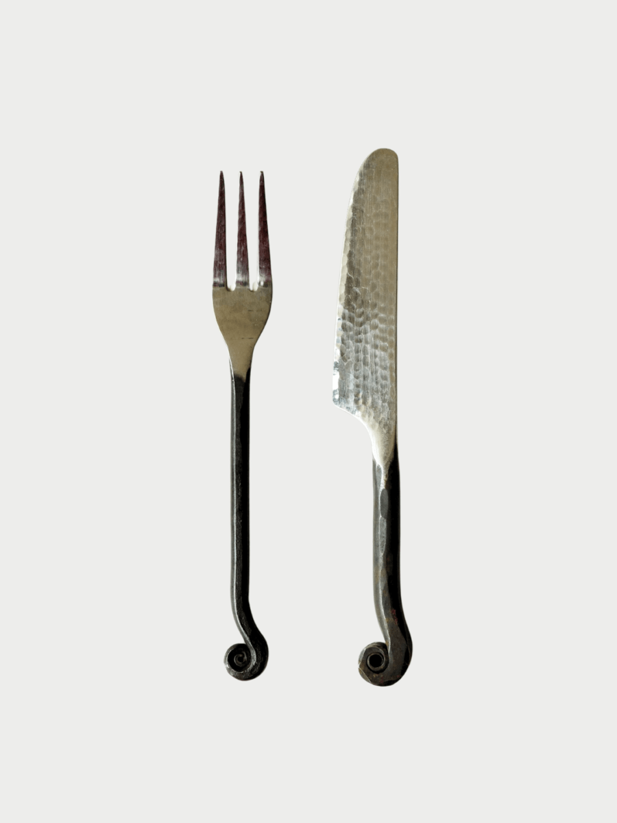 Vintage Hand-Forged Brutalist Flatware Set