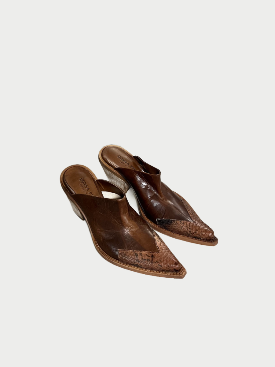 Vintage Real Leather Heeled Mules