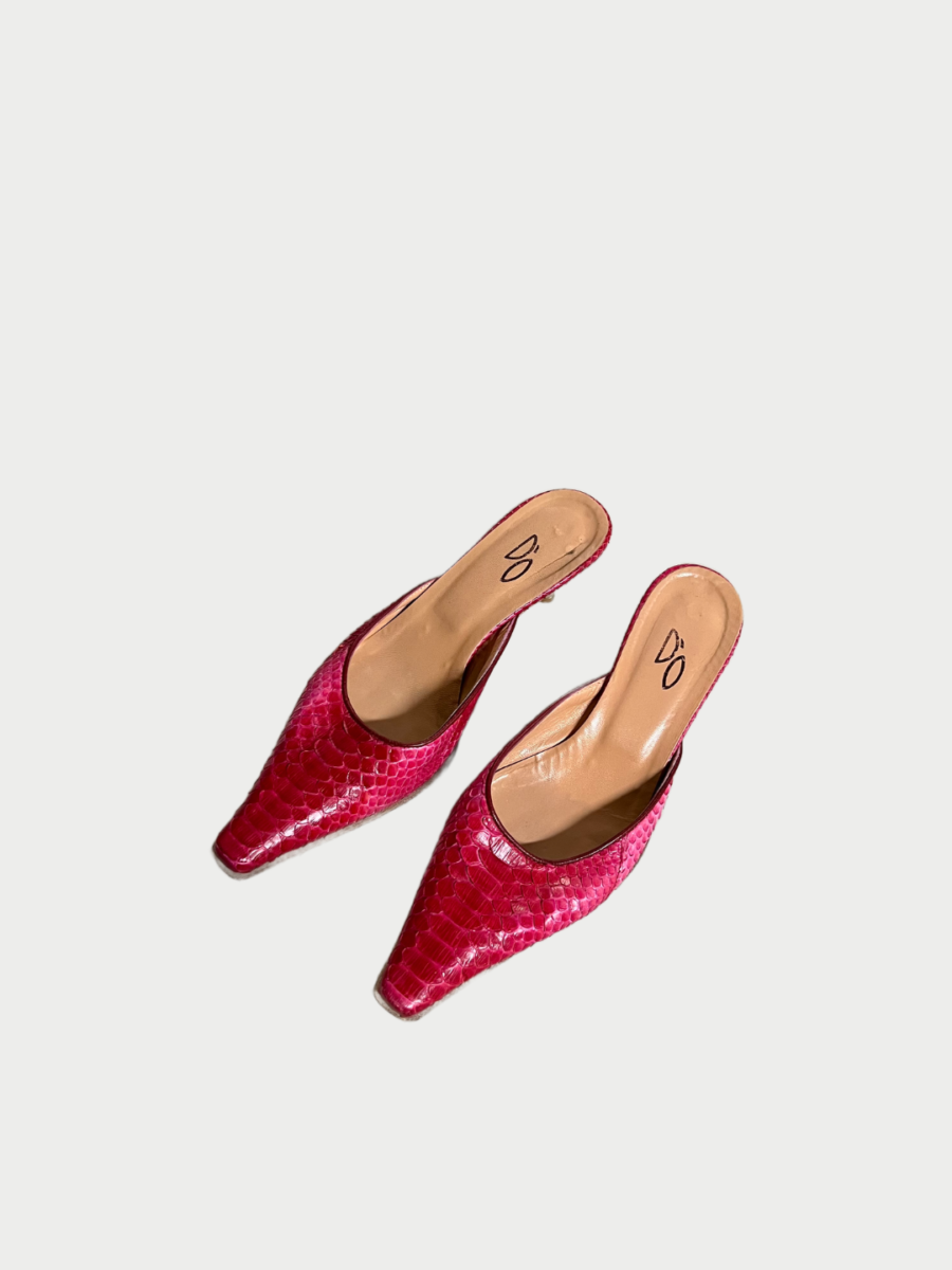 Vintage Real Leather Heeled Mules