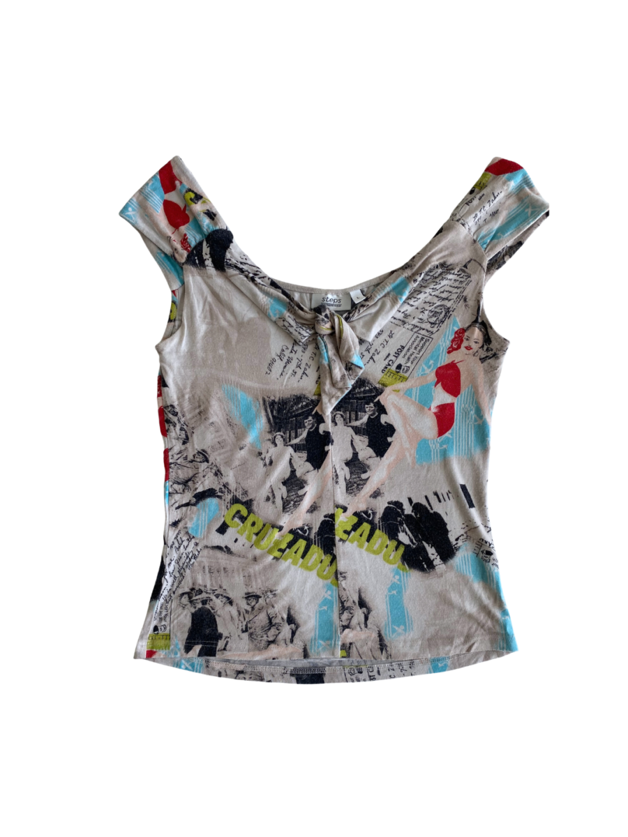 Collage Print Knot Top