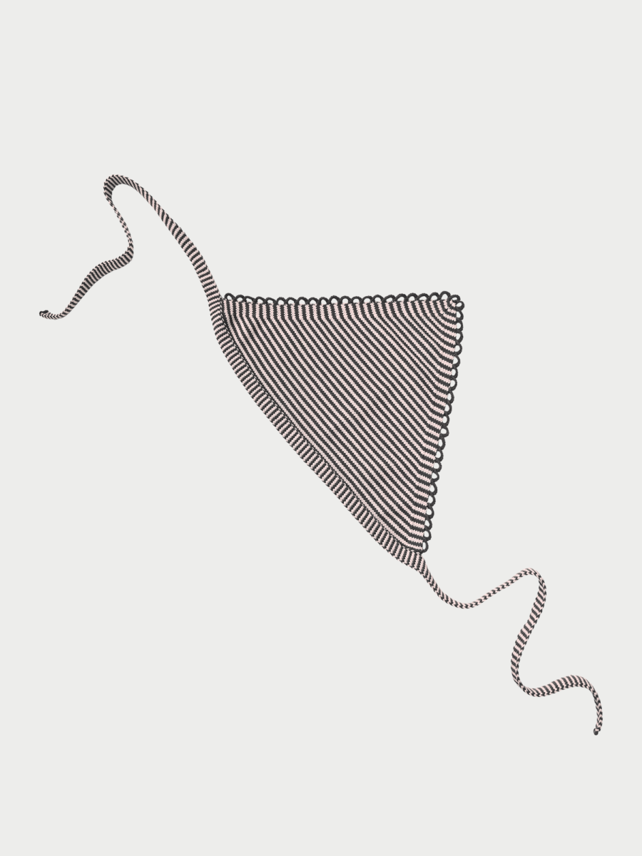 Striped Triangle Head Scarf - Scallops