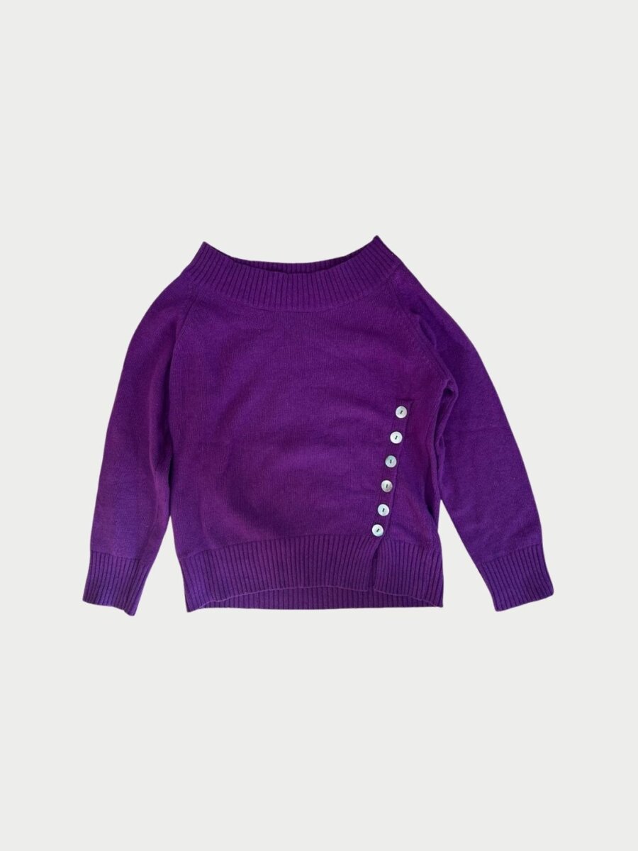 Purple Knit Sweater with Buttons