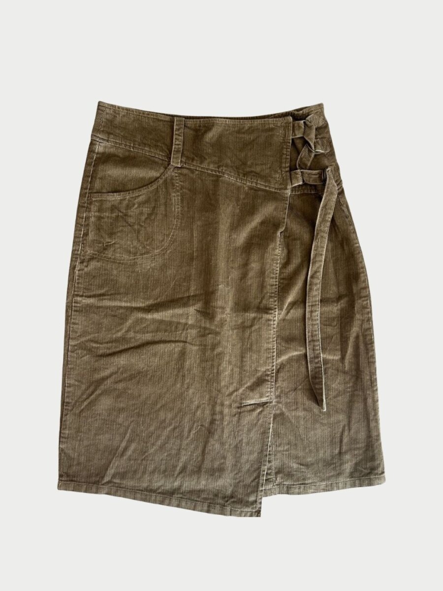 Brown Corduroy Midi Skirt